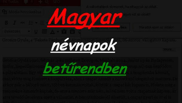 Magyar névnapok betűrendben